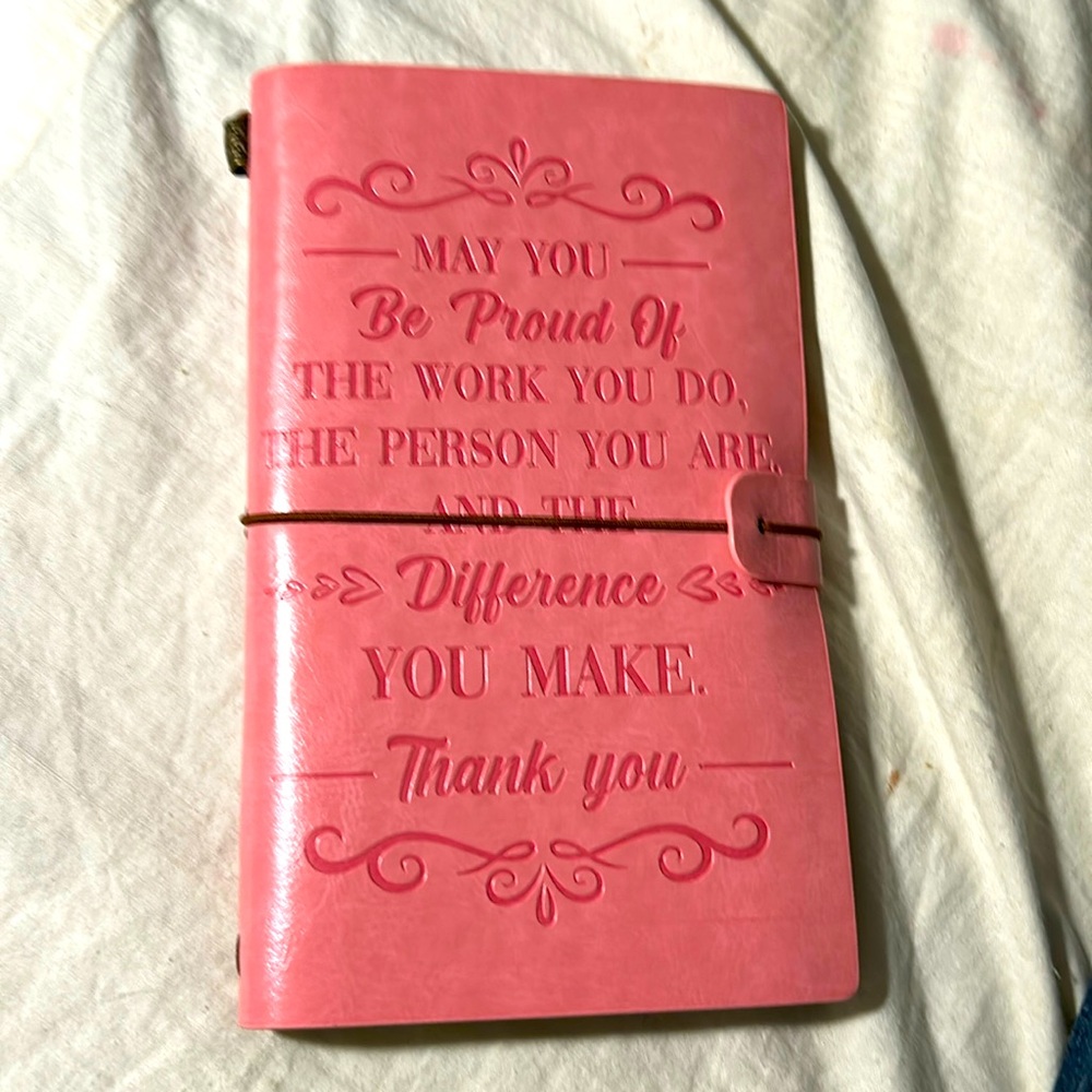 Leatherette Travelers Journal Pink w/ Card Holders, Sketch pad, & Lined paper